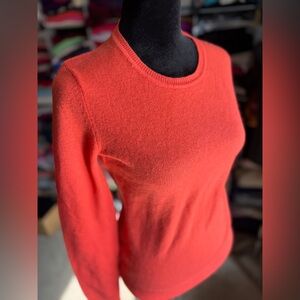 Women's Orange Cashmere V-Neck Sweater, Lord & Taylor, XS, NWT